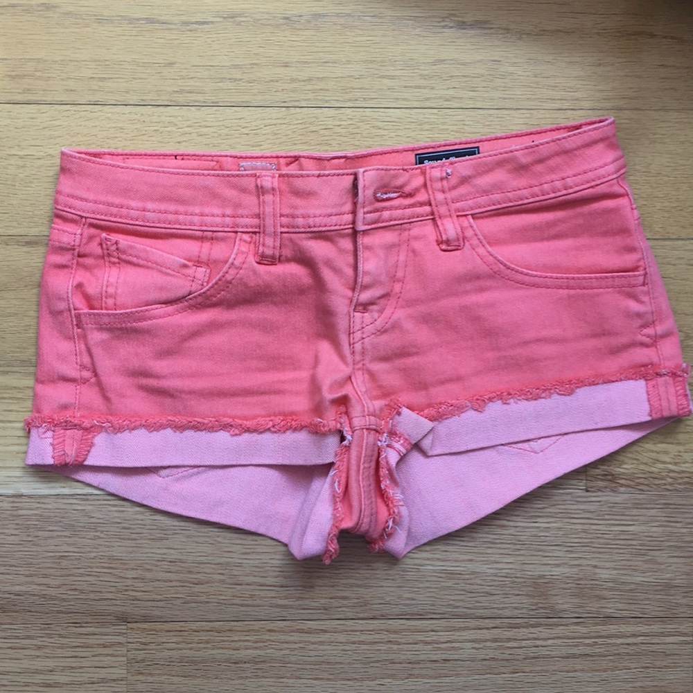 Coral volcom jean shorts